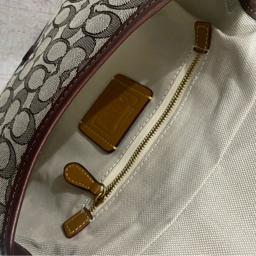 Coach Brown Signature Canvas Shoulder Bag with Gold Buckle - Picture 8 of 11